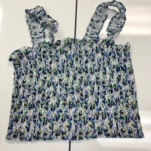 Veronica Beard Multicolored Floral, blue hues stretchy Top. Size Medium